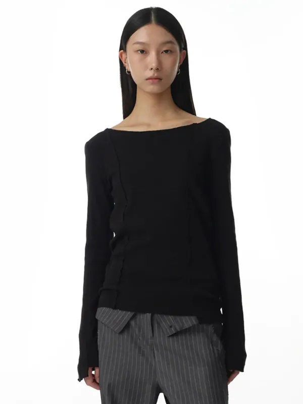 Cut Off Incision T-Shirt [Black]
