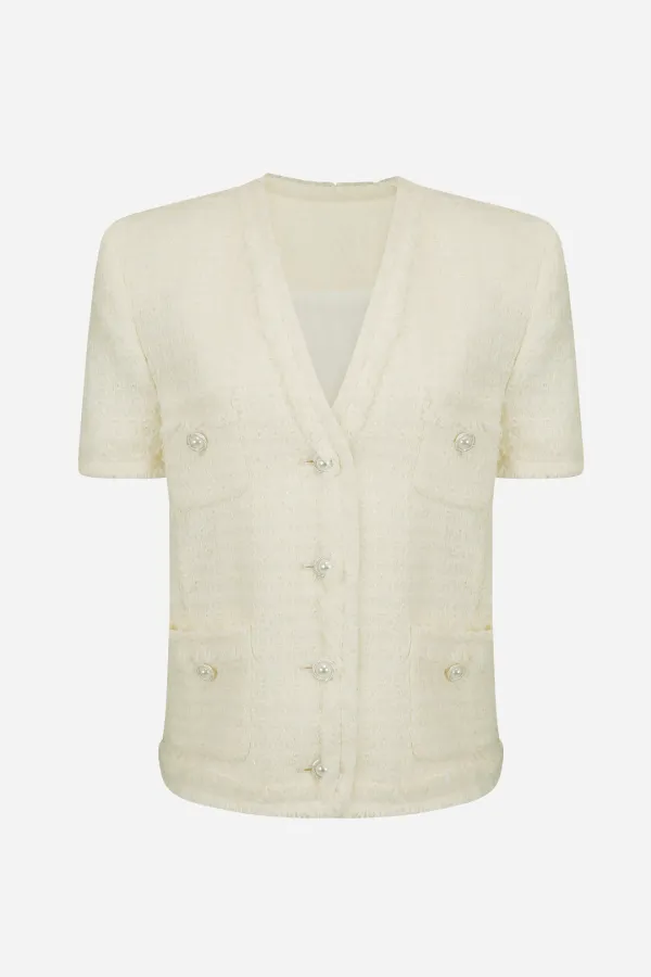 25SS bibi v-neck tweed pocket jacket