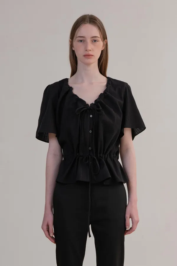 [6차] Lume Shirring Blouse_Black