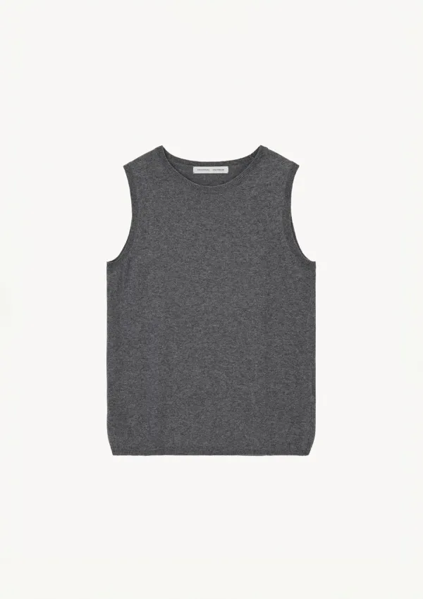 Sleeveless Cotton Knit in Charcoal