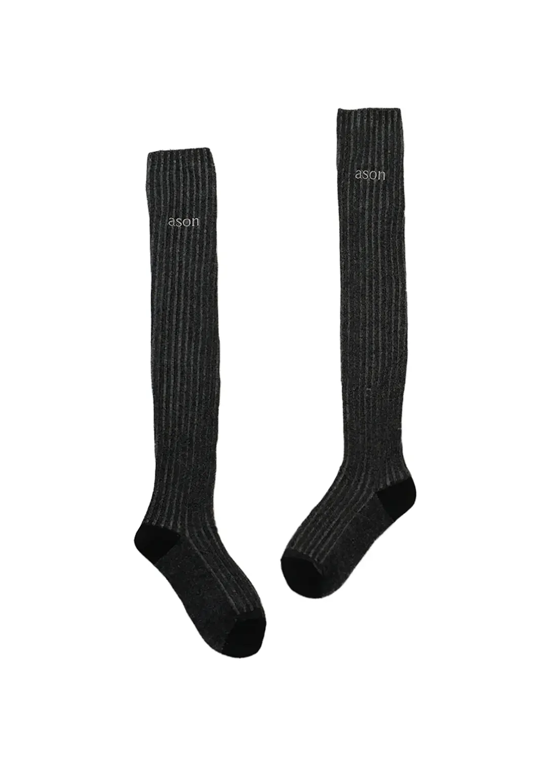 애즈온 AS\"ON RIBBED KNEE SOCKS / BLACK 상품 이미지 1