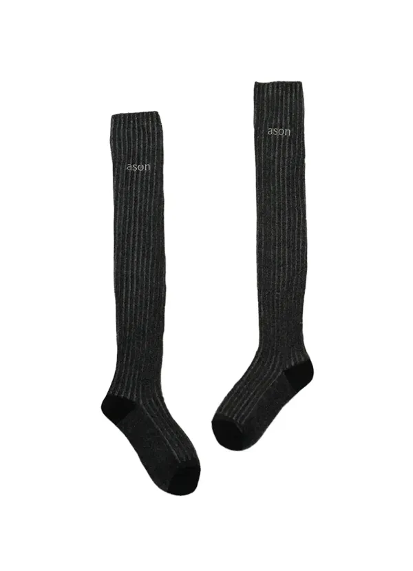 AS\"ON RIBBED KNEE SOCKS / BLACK