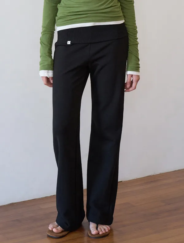 Folding semi-bootcut training pants_Black