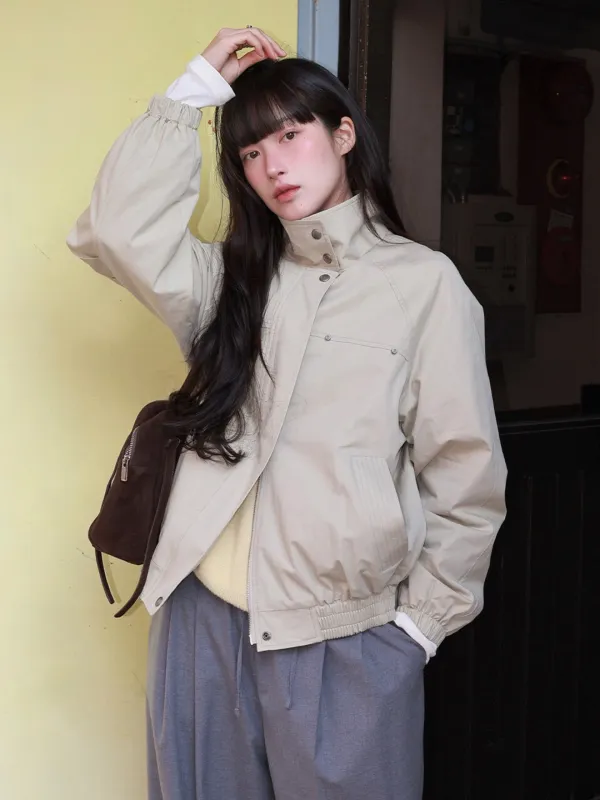 Dusty cotton blouson jumper [KNSS06JP01]_Khaki beige