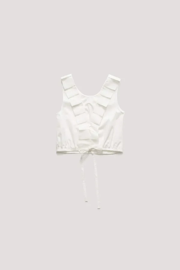 [5th reorder] SELINA FRILL-NECK CROP SLEEVELESS_IVORY / ₩129,000