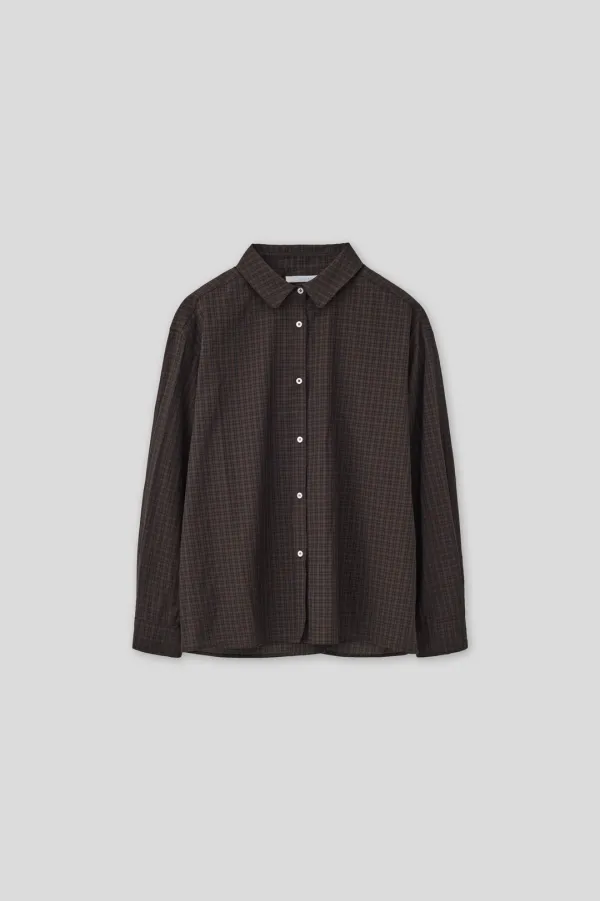 T/T Cozy check shirt_scrunchie set (brown)