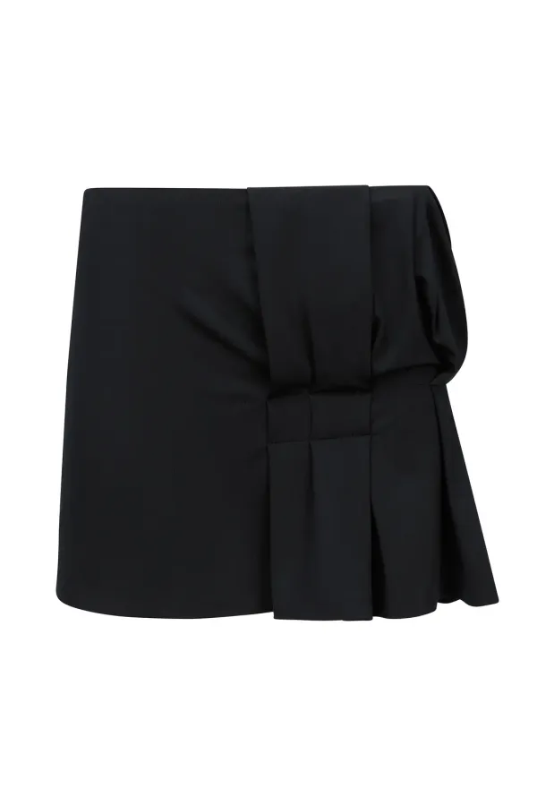 FOLDED MINI SKIRT BLACK