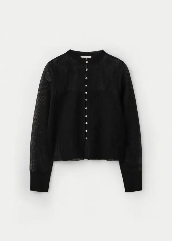 [2nd] Sheer Cotton Cardigan With Camisole_Black