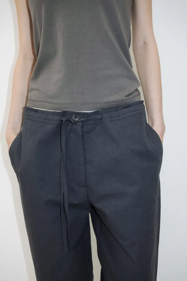 [2nd] Drawstring Cotton Pants in Charcoal Blue