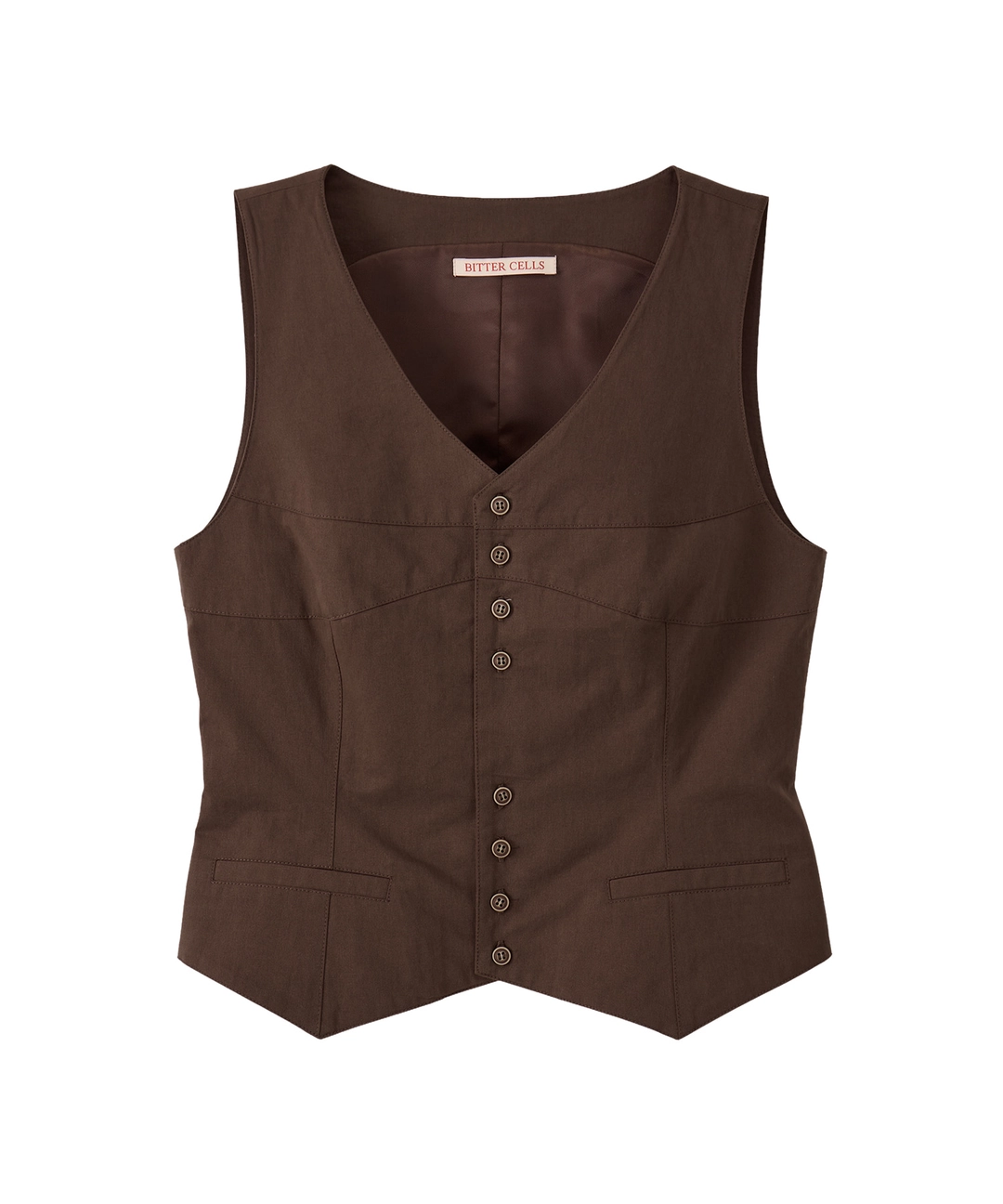비터셀즈 Lauryn V Neck Vest-Brown 상품 이미지 1