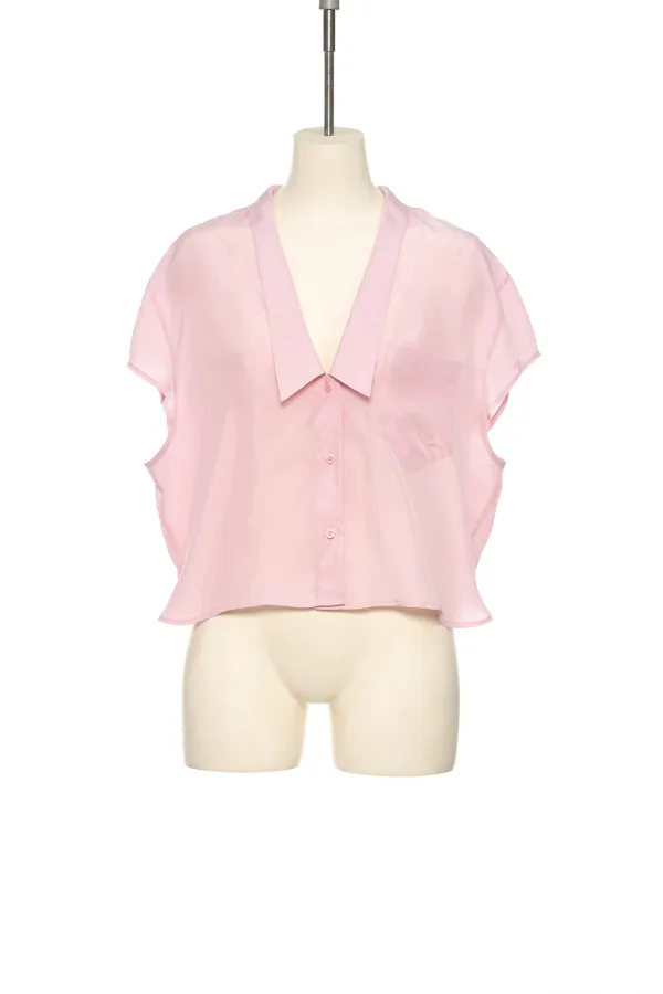 SS25 PINK RELAXED BUTTON UP BLOUSE