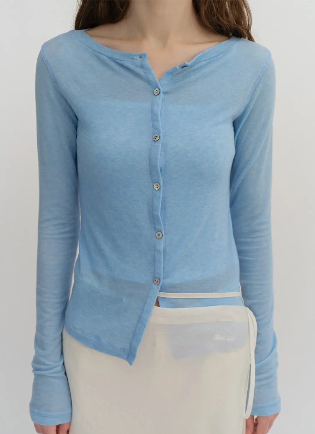 베이오드 Boat neck tencel cardigan_blue 상품 이미지 2