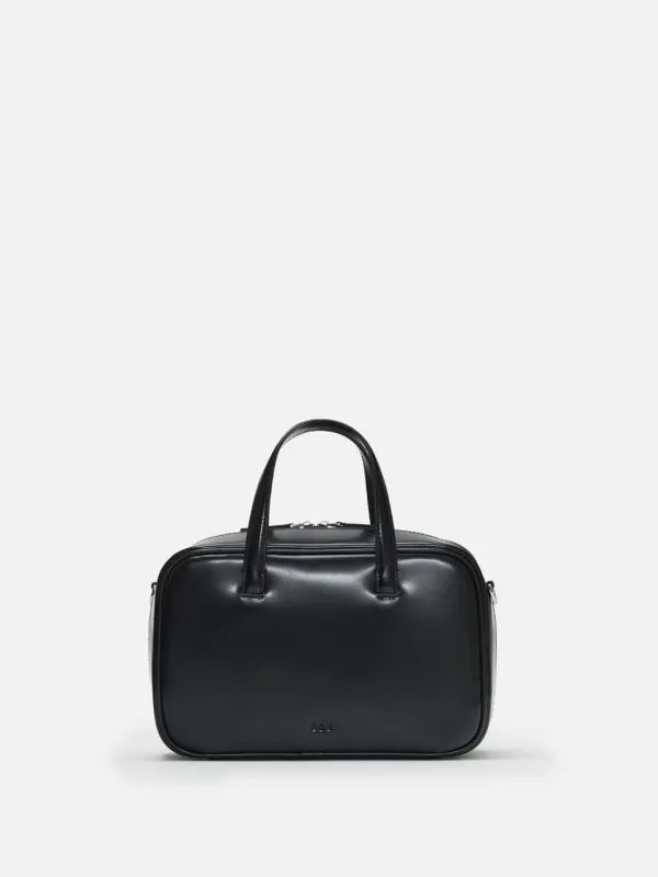 Medium Tin square tote bag Glossy black