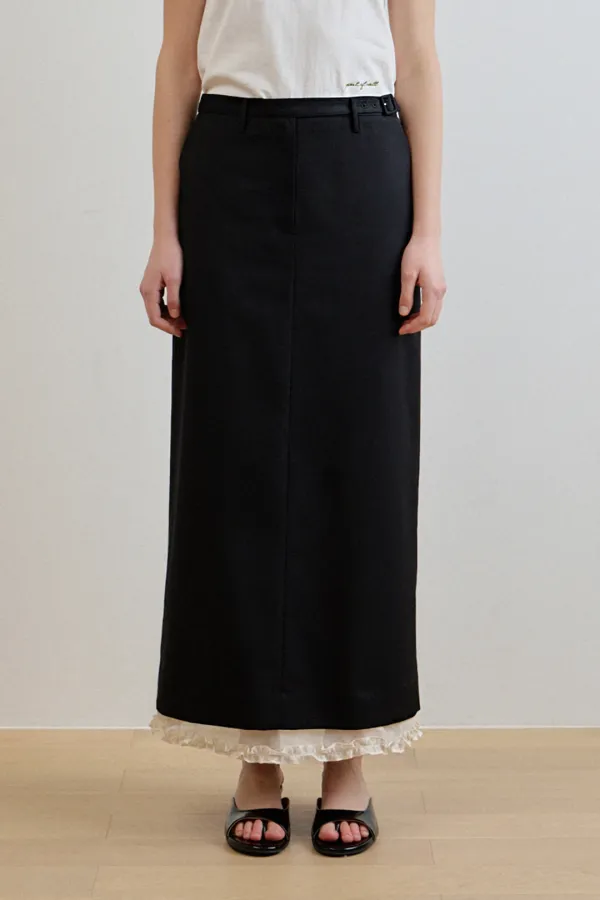 ann belted 2-way long skirt_black