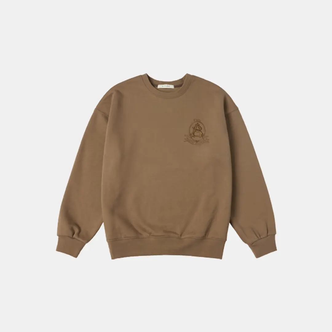 시야쥬 SITP5173 로열 자수 기모 스웨트 셔츠_S\'est passee(쎄빠쎄)_Milk brown 상품 이미지 2