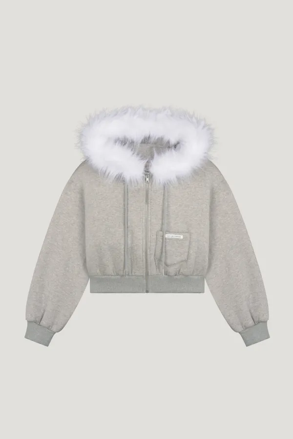 [L/V] SNOW FUR HOODY ZIP-UP (GRAY)