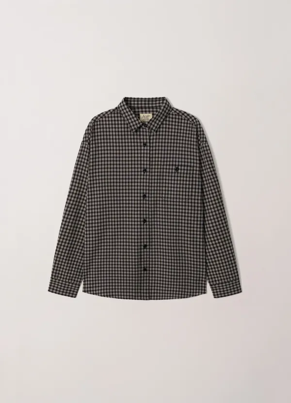 Organic Cotton Check Shirt (Black) Fabric from Japan