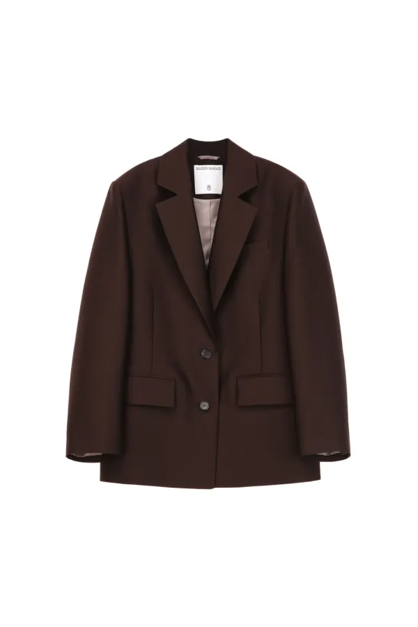 2 Buttons Silk Jacket, Brown