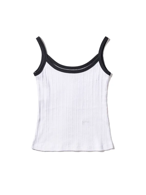 Ringer Sleeveless Top - White/Navy
