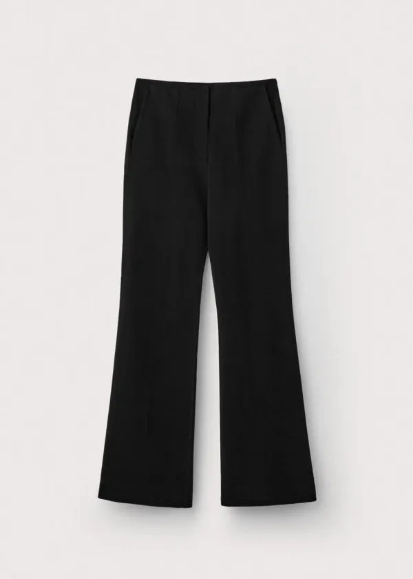 Elastic cotton flared knit pants_Black
