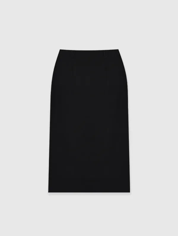 Linen Double Belt Skirt (Black)
