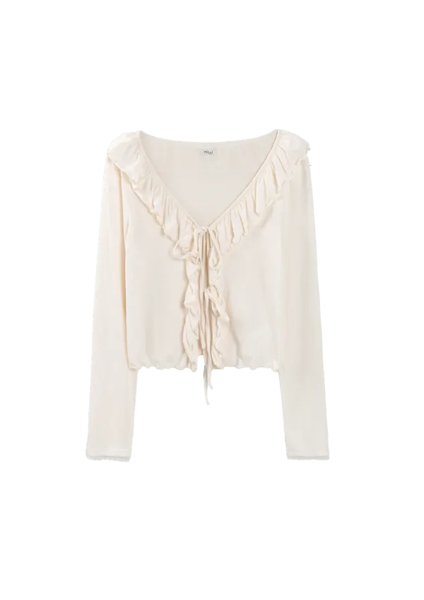 Mused Ruffle Easy Cardigan - Natural