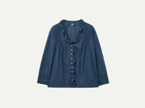 Via Bell frill blouse (Navy)