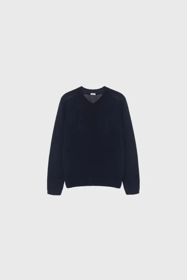 [Exclusive] Heavy raccoon v-neck knit (gray / navy / beige)