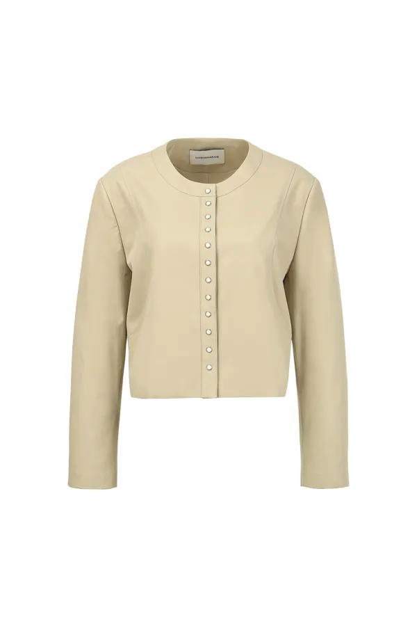 Snapped Crop Jacket, Beige