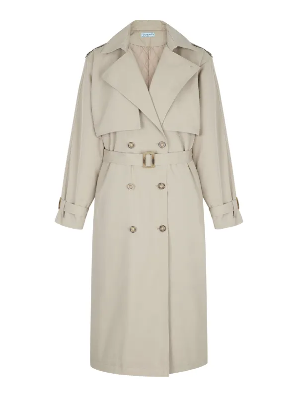 Trentch Long Padded Jumper In Beige