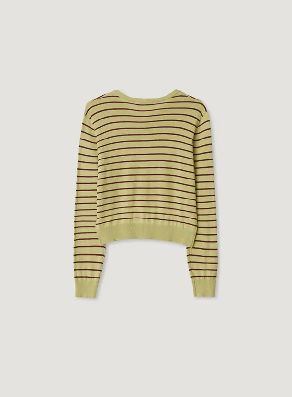 MOLLI ROUND CARDIGAN_LIME STRIPE
