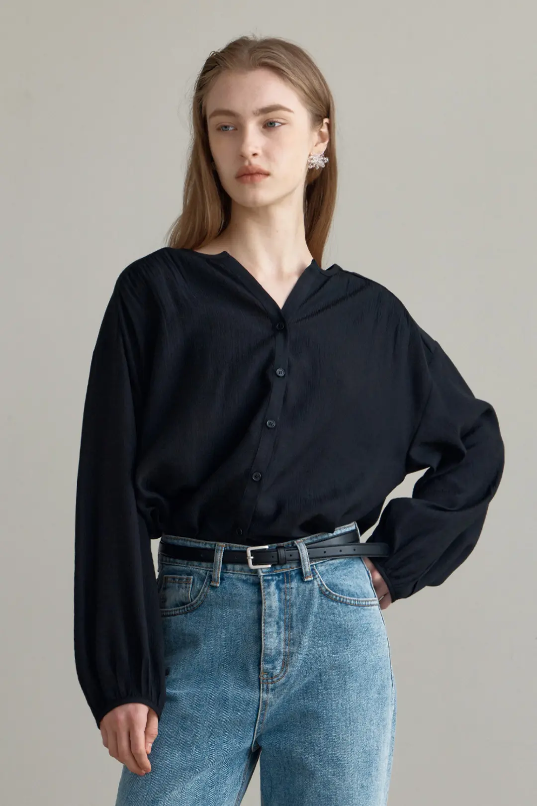 오브오브 Poi Sheer Blouse_Black 상품 이미지 2