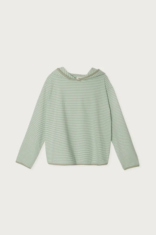 AUTUMN STRIPE HOODED TOP TEA
