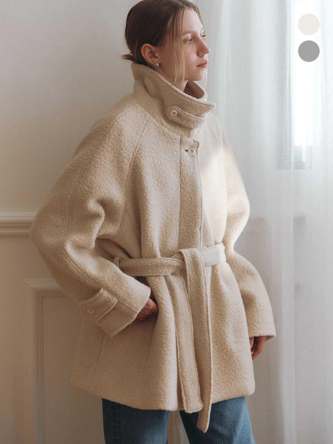 아워코모스 comos 1274 alpaca boucle half coat (2color) 상품 이미지 2
