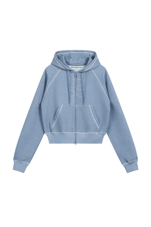 PIGMENT HOOD ZIP-UP - SKY BLUE