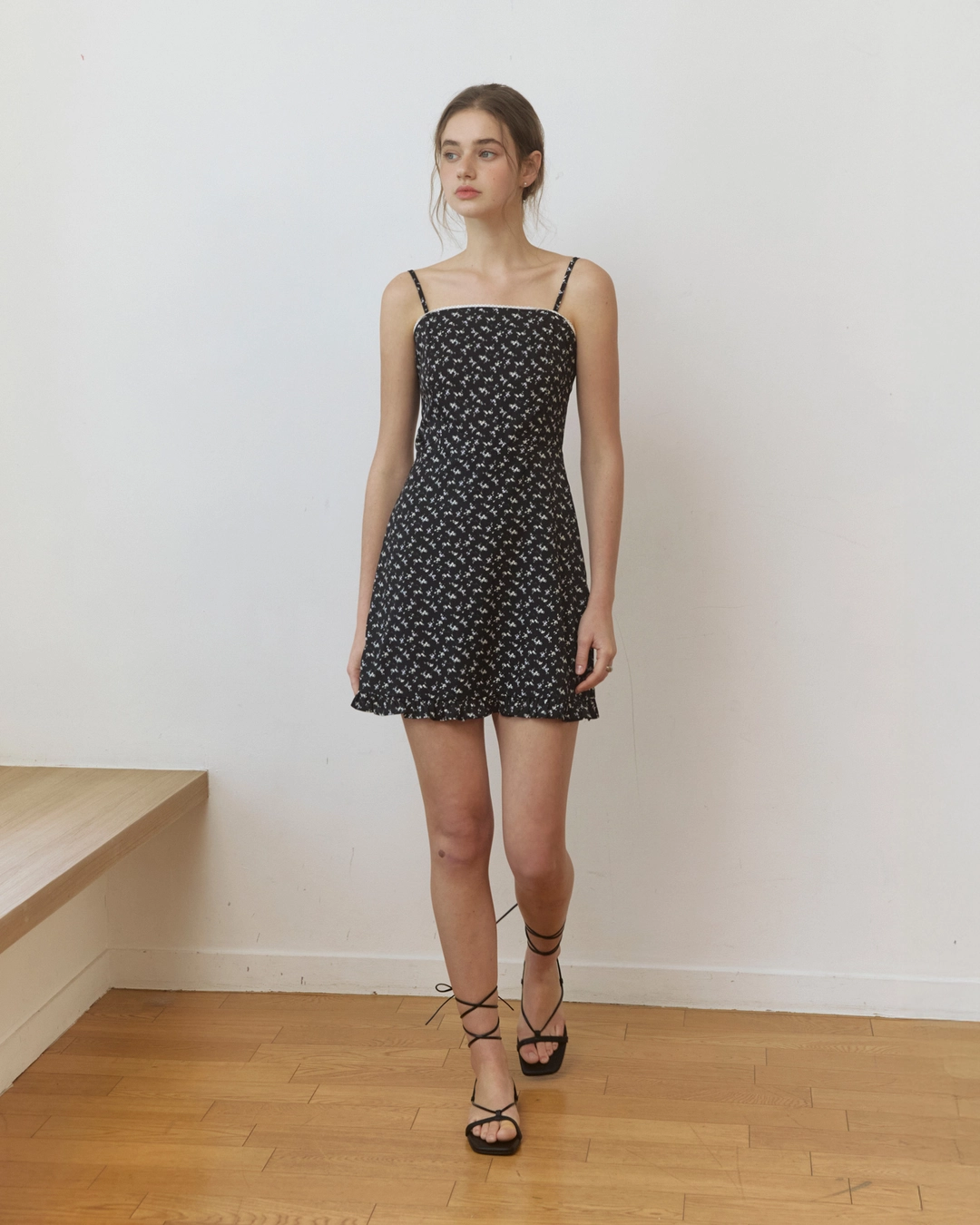 어다울 Lovey vintage pattern mini dress - black 상품 이미지 2