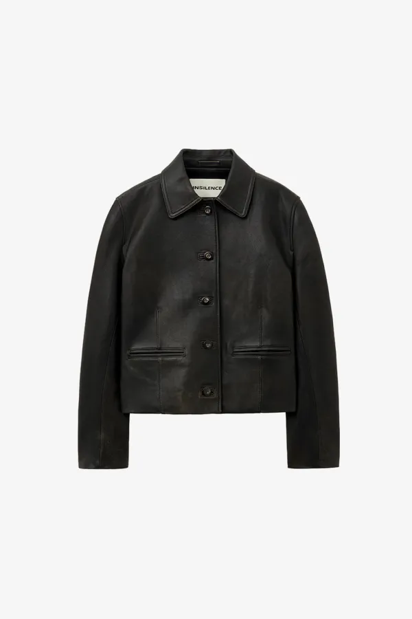 빈티지 램스킨 레더 자켓 DARK BROWN
