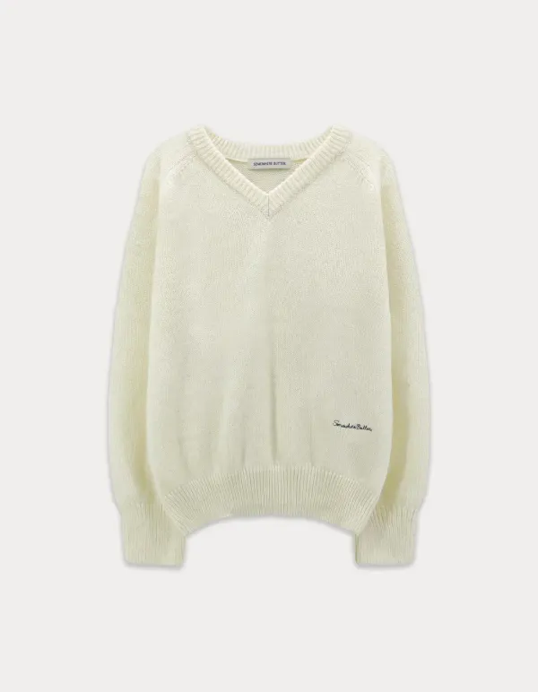 Hazel Alpaca V-Neck Knit - Ivory