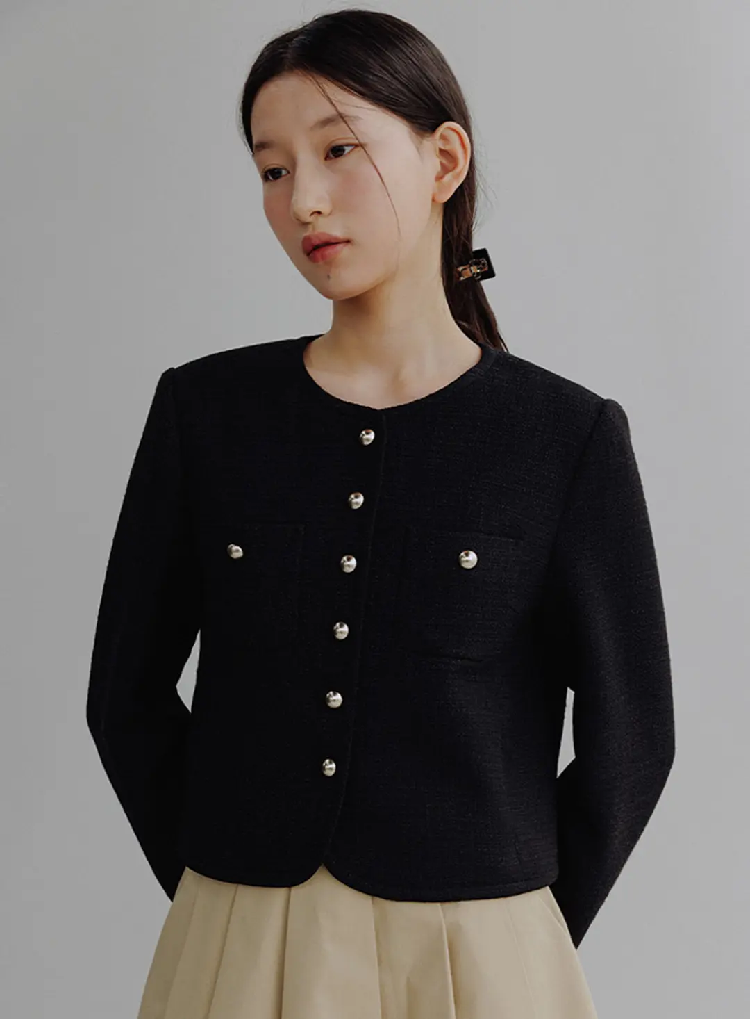 망고매니플리즈 MOI TWEED JACKET_BLACK 상품 이미지 2