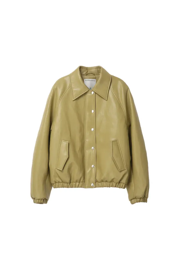 Quilted Jumper In Faux Leather, Mustard