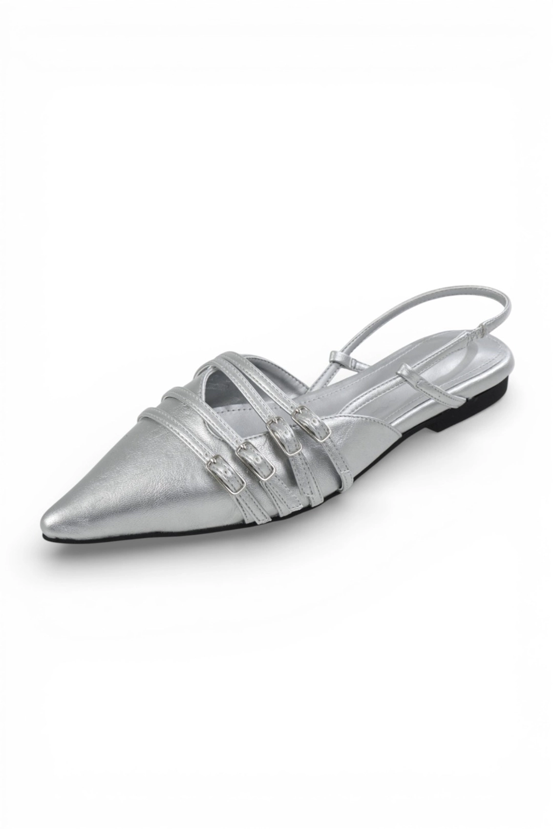 시너진 UNBALANCED BUCKLE SLINGBACK SILVER 상품 이미지 1