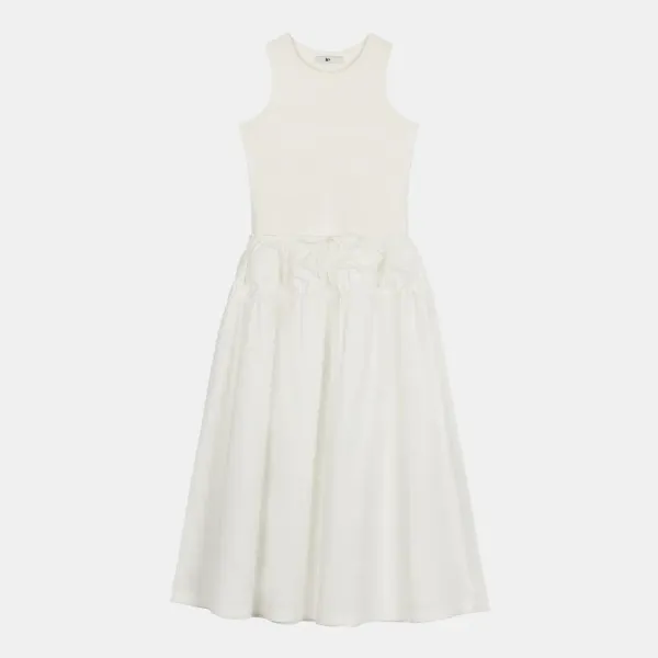 [스프링세일] jersey contrast tiered ops (white)