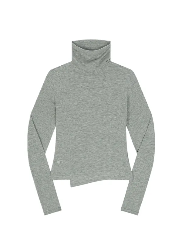 OFFSET HIGH NECK LONG SLEEVE / MELANGE GRAY