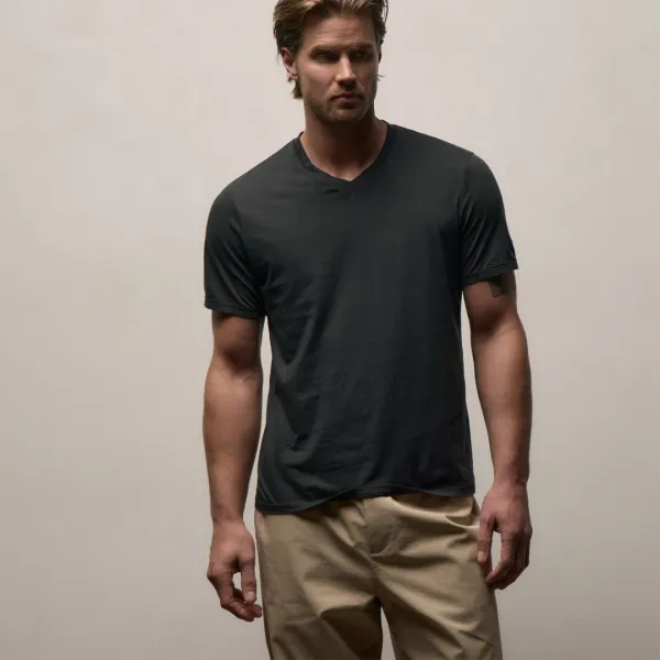 Luxe Lotus Jersey V Neck - Carbon