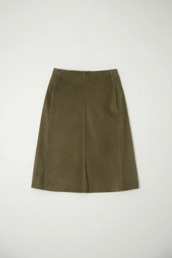 AMBO CORDUROY FLARE HALF SKIRT_BEIGE