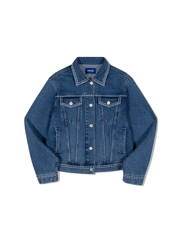 Stitch Denim Jacket Blue_F251JK03