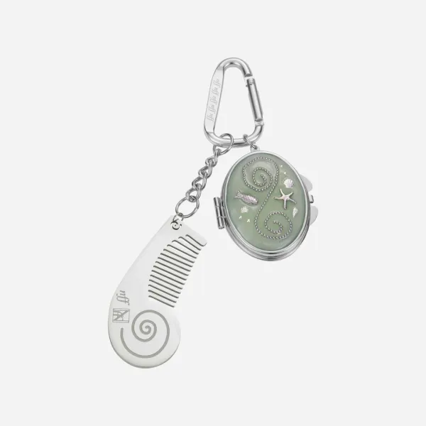 diving oval mirror keyring-green