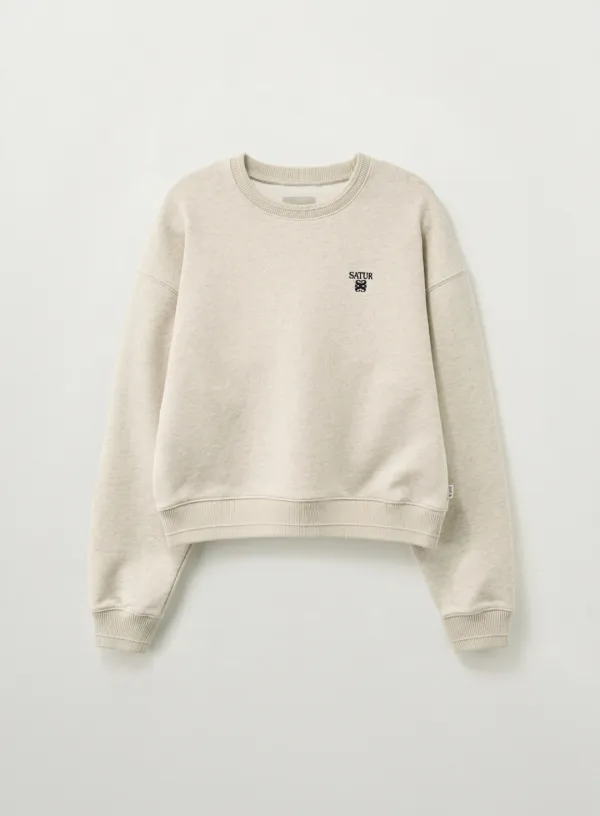 [이민정 Pick] (W) Loren Small Logo Basic Crop Sweatshirt - Oatmeal