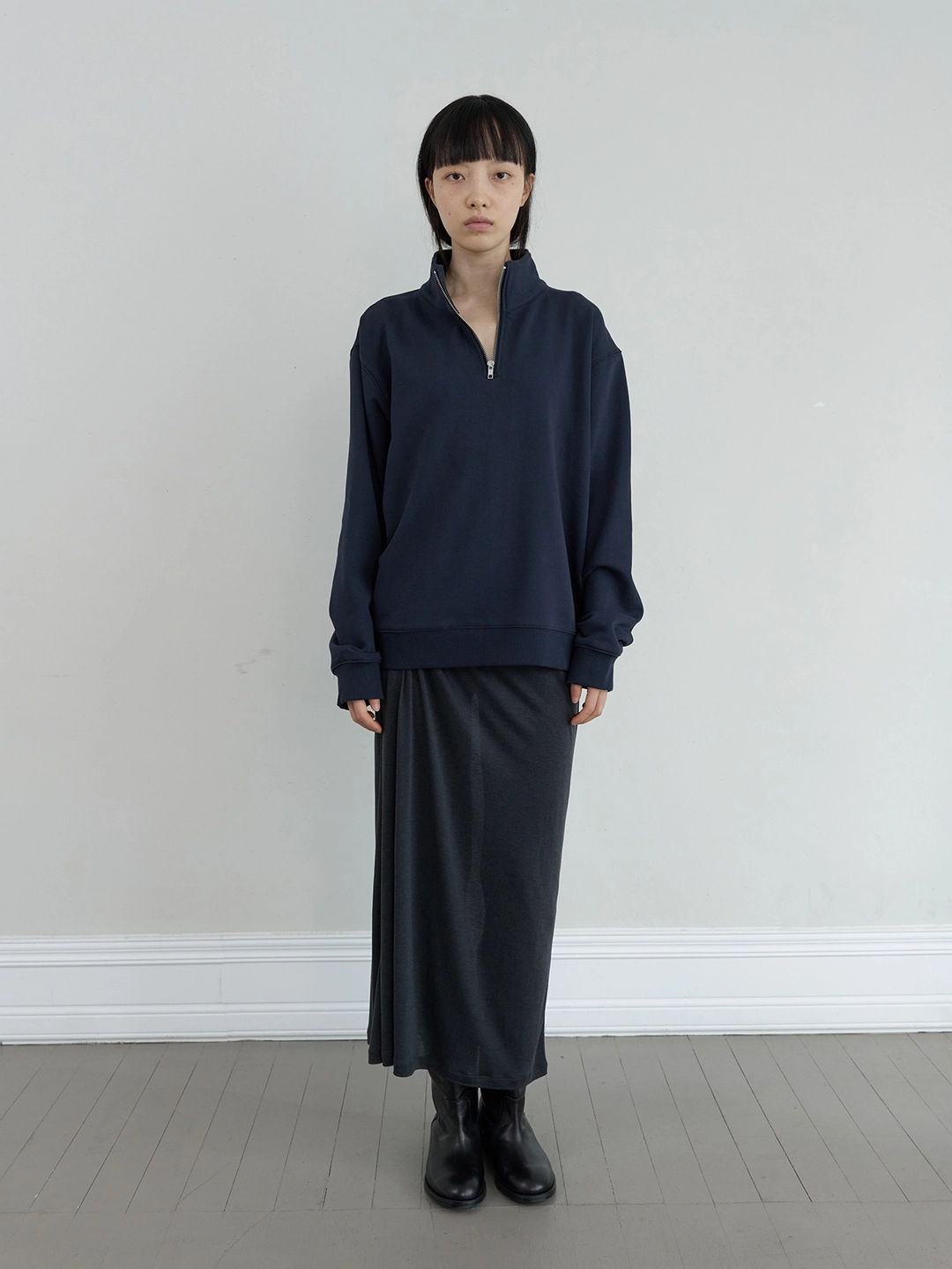 낫띵에브리띵 CLASSIC HALF ZIP SWEATSHIRT IN NAVY 상품 이미지 1