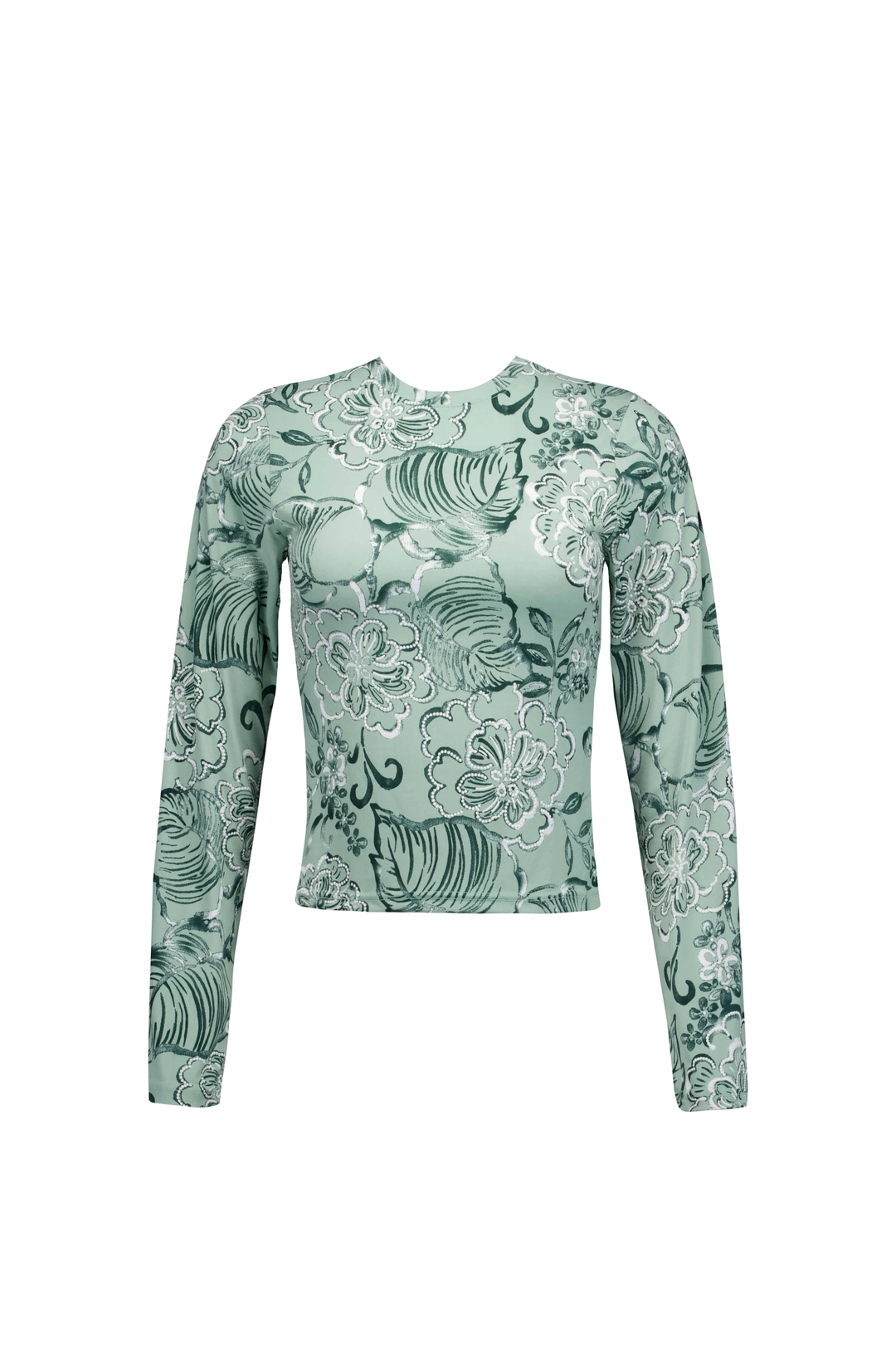 포코포스카 FLORAL LONG-SLEEVE TOP (JADE) 상품 이미지 1